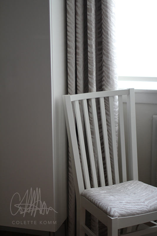 zebra curtains and chair